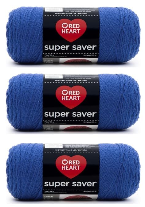 Red Heart Super Saver Royal Yarn - 3 Pack of 198g/7oz - Acrylic - 4 Medium (Worsted) - 364 Yards - Knitting/Crochet