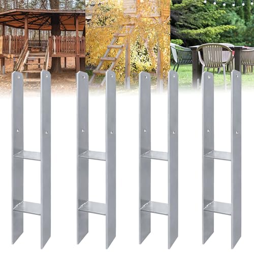ACXIN 101x600mm H-Pfostenträger H-Anker Pfostenanker Set in Stahl mit Beschichtung für feste Installationen im Freien 5mm Materialstärke (4 Stück)