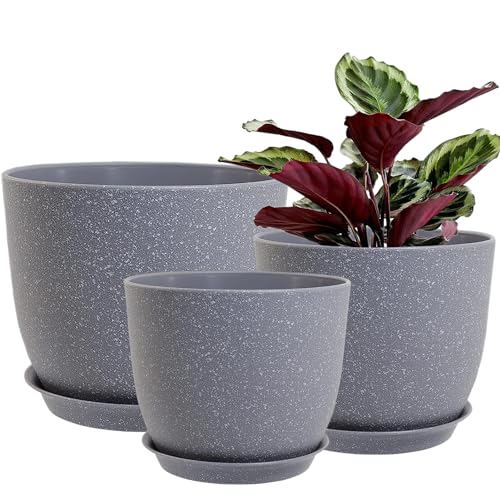 PROFIKLA 30cm, 25cm,23cm Plastic Plant Pots, Pack of 3 Plant