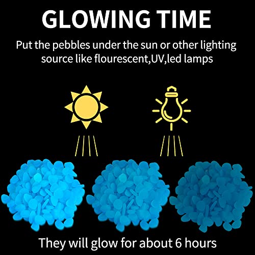 Image of OSOPOLA 150 PCS Blue Glow Rocks Luminous Stones DIY Pebbles Aquarium Garden | OSOPOLA Blue Glow Rocks Luminous Stones DIY Pebbles For Aquarium Garden Path Patio FD05BL150