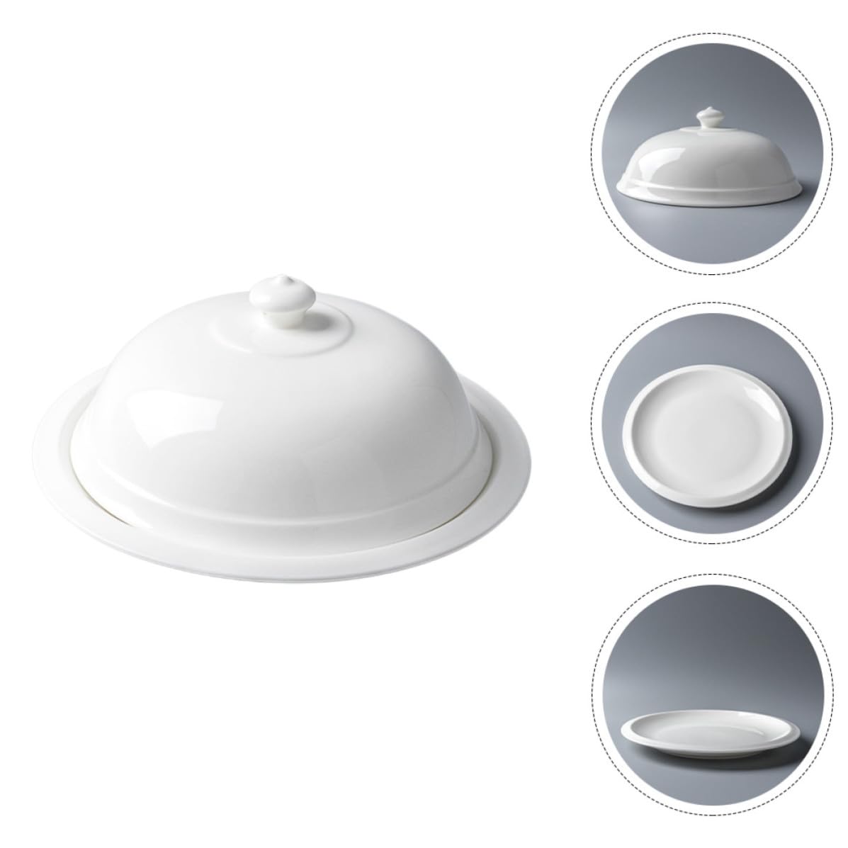 Plato de Cerámica Blanco y Adecuado para Servir Postres y Platos de Carne Fácil de Limpiar con Tapa Estilo Francés para Restaurante y Hotel