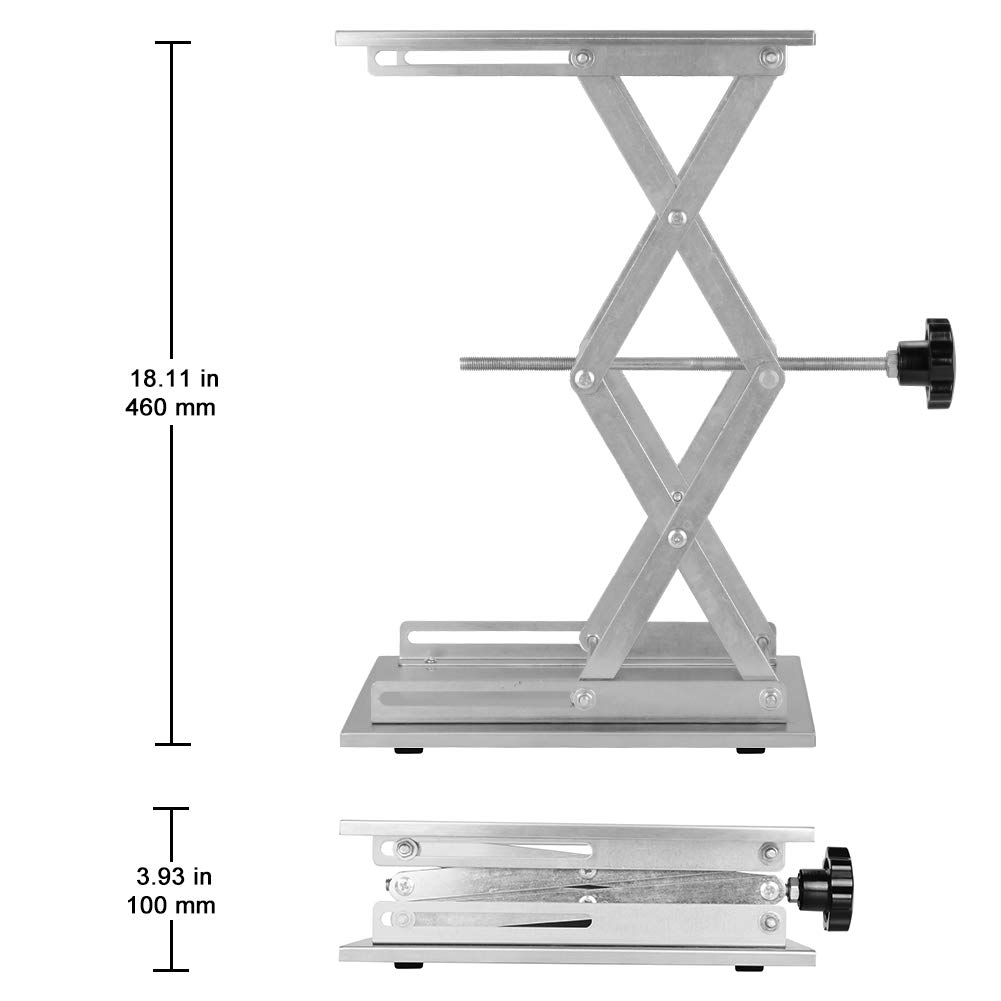 StonyLab podnośnik do nożyczek laboratoryjnych, wysokiej jakości 300 x 300 mm ze stali nierdzewnej wsparcie laboratoryjne podnośnik platforma stół do podnoszenia laboratoryjnego, możliwość rozbudowy zakresu wysokości podnoszenia od 100 mm do 450 mm, waga
