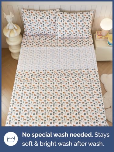 Image of Kids Full Size Safari Bed Sheets - 4 Piece Kids Safari Sheet Set - Wild Animal Bedding - Ultra-Soft, Cute & Cozy - Breathable & Machine Washable - Adventure Bed Set for Boys, Girls, Teens & Toddlers