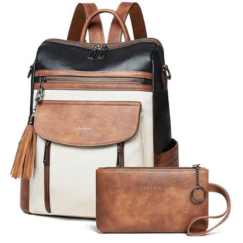 Shrrie Sac à dos pour femmes, sacs à main portés en cuir PU, élégant sac à dos anti-vol...