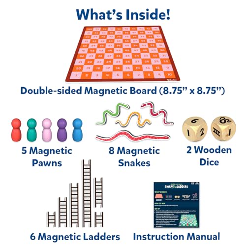 Image of Skillmatics Snakes & Ladders - Magnetic & Customisable Board Game with a Twist, Classic Strategy Game for Family Game Night, Travel Toy & Gift for Boys, Girls, Teens & Adults, 2-5 Players