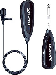 KIMAFUN Wireless Lavalier Microphone System, 2.4G Wireless Lapel Microphone with 3.5mm Receiver For PC Laptop,iPhone,DSLR Camera,PA Speaker,YouTube,Podcast,Video Recording,Vlogging,Interview