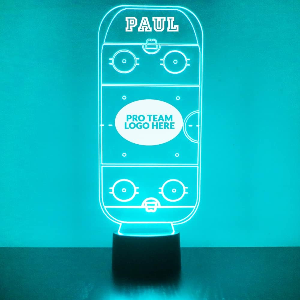 Custom Sports LED Sign Night Light Lamp with Remote, Light Up Display with Personalized Name or Image, Customized, Made in The USA, Clear Acrylic Home Decor Design with 16 Colors, 4 Modes