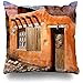 Poszewka na poduszkę vintage Święty Mikołaj Fe stary Adobe stylizowany historyczny dom pomarańczowy kolor koralowy projekt drzwi pustyni poszewki na poduszki ścienne codzienna poszewka na poduszkę na zewnątrz, salon, 45 x 45 cm