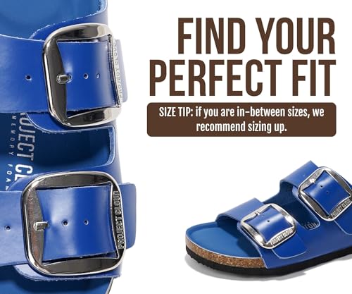 Image of Project Cloud 100% Genuine Leather Footbed Sandals for Women 2026 Comfortable Beach Essentials Womens Sandals Memory Foam Vacation Essentials Slides for Women Footwear (Santorini)