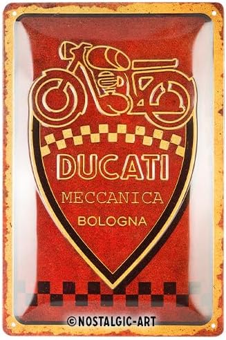 Nostalgic-Art Retro Metal Sign 20 x 30 cm Ducati – Meccanica Bologna – Gift Idea for Bikers – Official License Product (OLP) – Metal Vintage Design