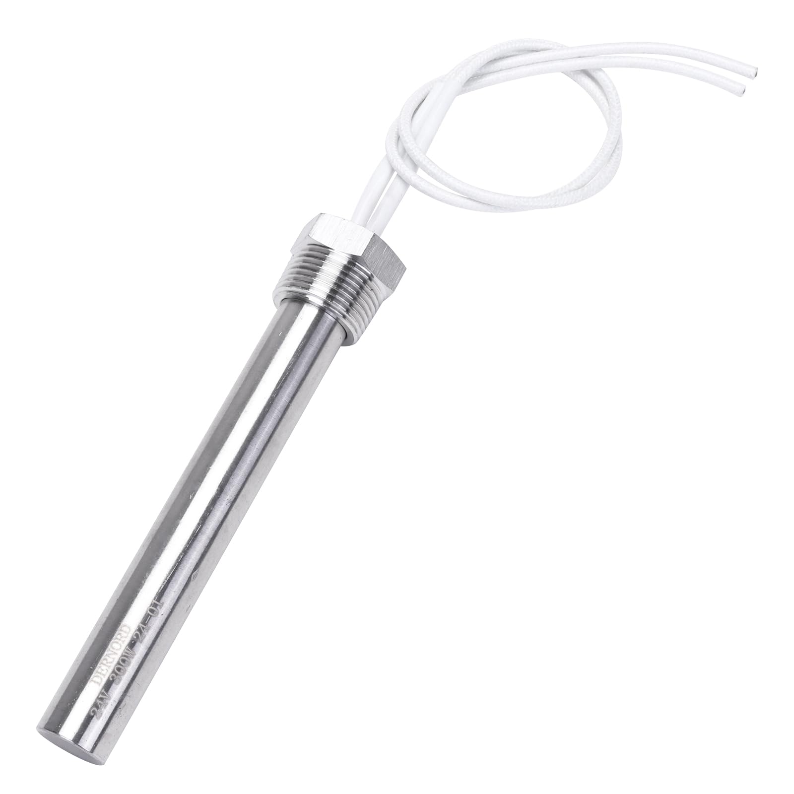 DERNORD Elemento riscaldante multiuso fai da te, 24 V, 300 W, con flangia da 3/4 pollici, tubo singolo in acciaio inox