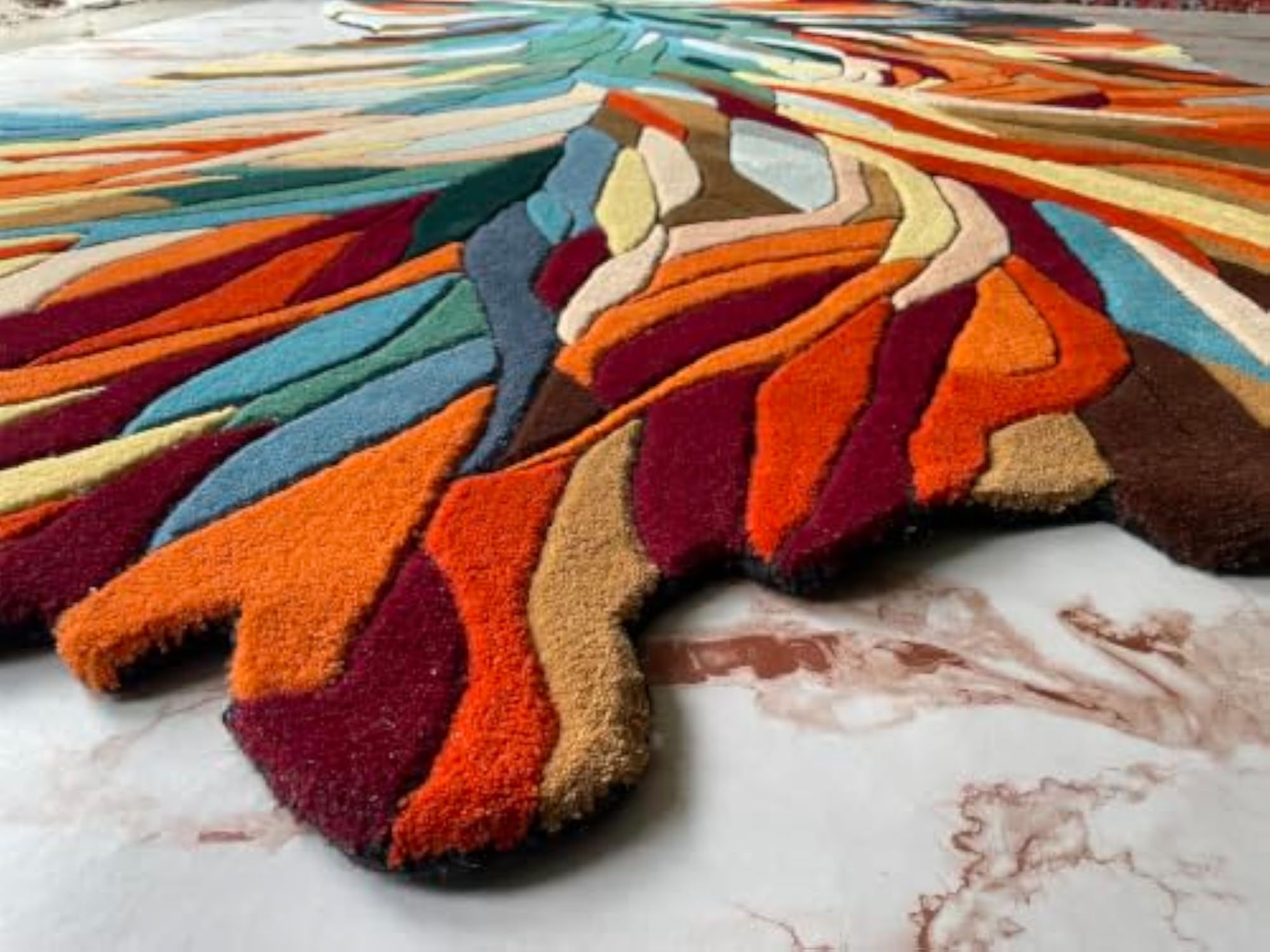 Irregular Shape Hand Tufted Area Rug, Handmade Wool Rug