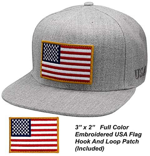 Image of Antourage American Flag Unisex Baseball Hat for Men and Women | USA Flag Mesh Snapback Flat Visor Cap + 2 Patriotic Patches