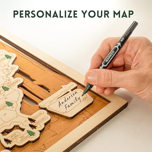 Image of National Parks Map - USA Travel Tracker with Checklist, Pins & Stickers - Adventure Gift for Park Lovers, Couples & Families, Bucket List Wall Art Decor