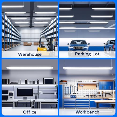 Image of hykolity 4FT Linkable LED Shop Light,44W 4600LM 5000K Daylight,8 Pack | Plug-in Hanging /Surface Mount Utility Light, Daisy Chain Shop Lights for Garage,Workshop,Warehouse,Basement,White