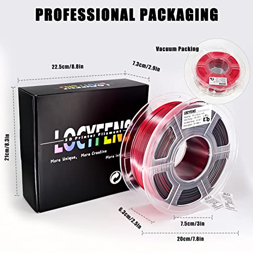 Image of PLA Filament 1.75mm, Silk PLA 3D Printer Filament, High Speed Printing Dual Color Filament Black Red 2 in 1 Coextrusion 1.75 PLA Filament + /-0.02mm, 1kg /2.2lb