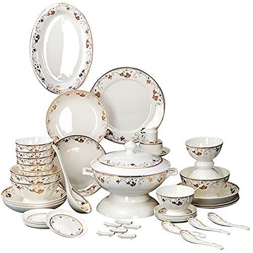 Porzellan-Geschirr-Set, Schlichtes Design, Kombinationssets Aus Schüsseln, Desserttellern, Suppentellern, Speisetellern Usw. Für Geschenke, Hochzeit, Hotel, Weihnachten, 60-Teilig Porzellan-Geschirr-Set, Schlichtes Design, Kombinationssets Aus Schüsseln, Desserttellern, Suppentellern, Speisetellern Usw. Für Geschenke, Hochzeit, Hotel, Weihnachten, 60-Teilig