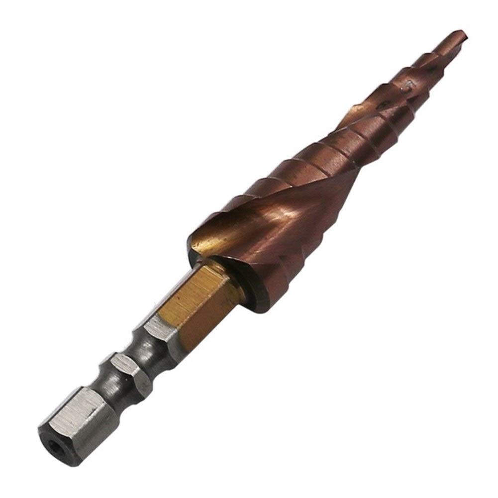 Juego de brocas escalonadas estriadas en espiral, Broca de escalera de cobalto con vástago hexagonal, abridor de agujeros de metal de acero inoxidable, broca pagoda de doble filo