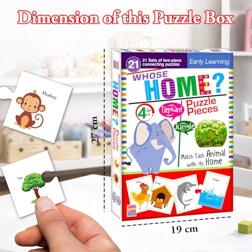 Image of Whose Home Jigsaw Puzzle? Connecting 2-piece (Set of 21 pcs) for Kids, Childrens and Toddlers - Early Learning Educational Brain Booster with Fun and Engaging - Ages 4+