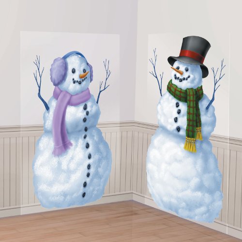 Amscan 672154 Snowmen Scene Setters Add-Ons Christmas Accessory, 2 Ct. | Plastic 65
