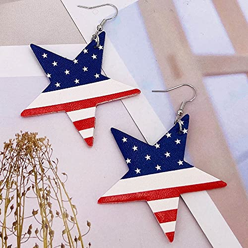 4 Pairs American Flag Earrings For Women Girls Star Heart Leather Earrings 4Th Of July Independence Day Holiday Earrings #TOP3