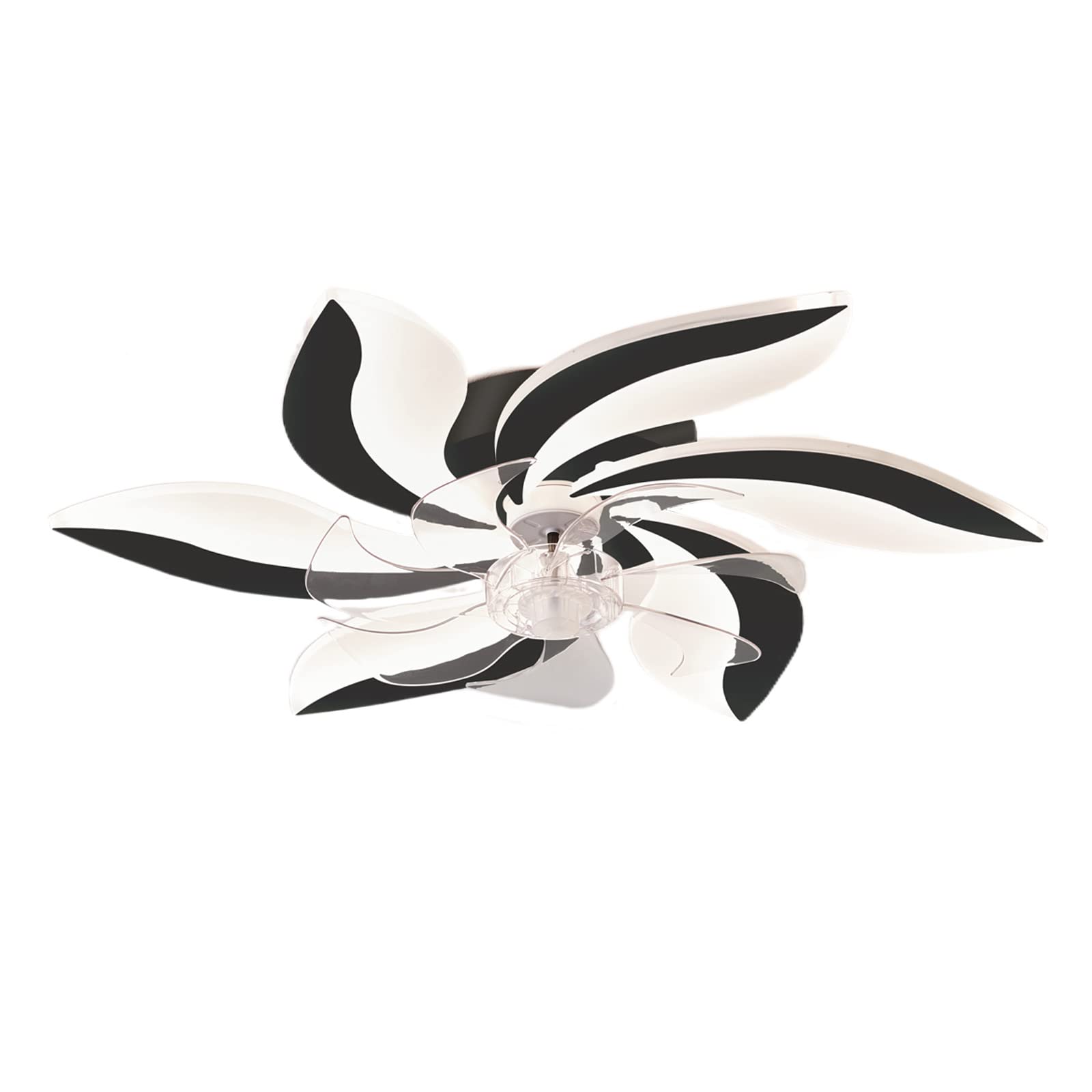 RAVIGACeiling Fans with Lamps,Led Ceiling Fan Light with Remote Control Modern Adjustable Wind Speed Dimmable Flower Shaped Ceiling Light for Living Room Bedroom/Black