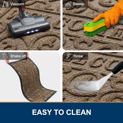 Image of Smiry Front Door Mat Outside Entrance, Low Profile Rubber Doormat, 47x23