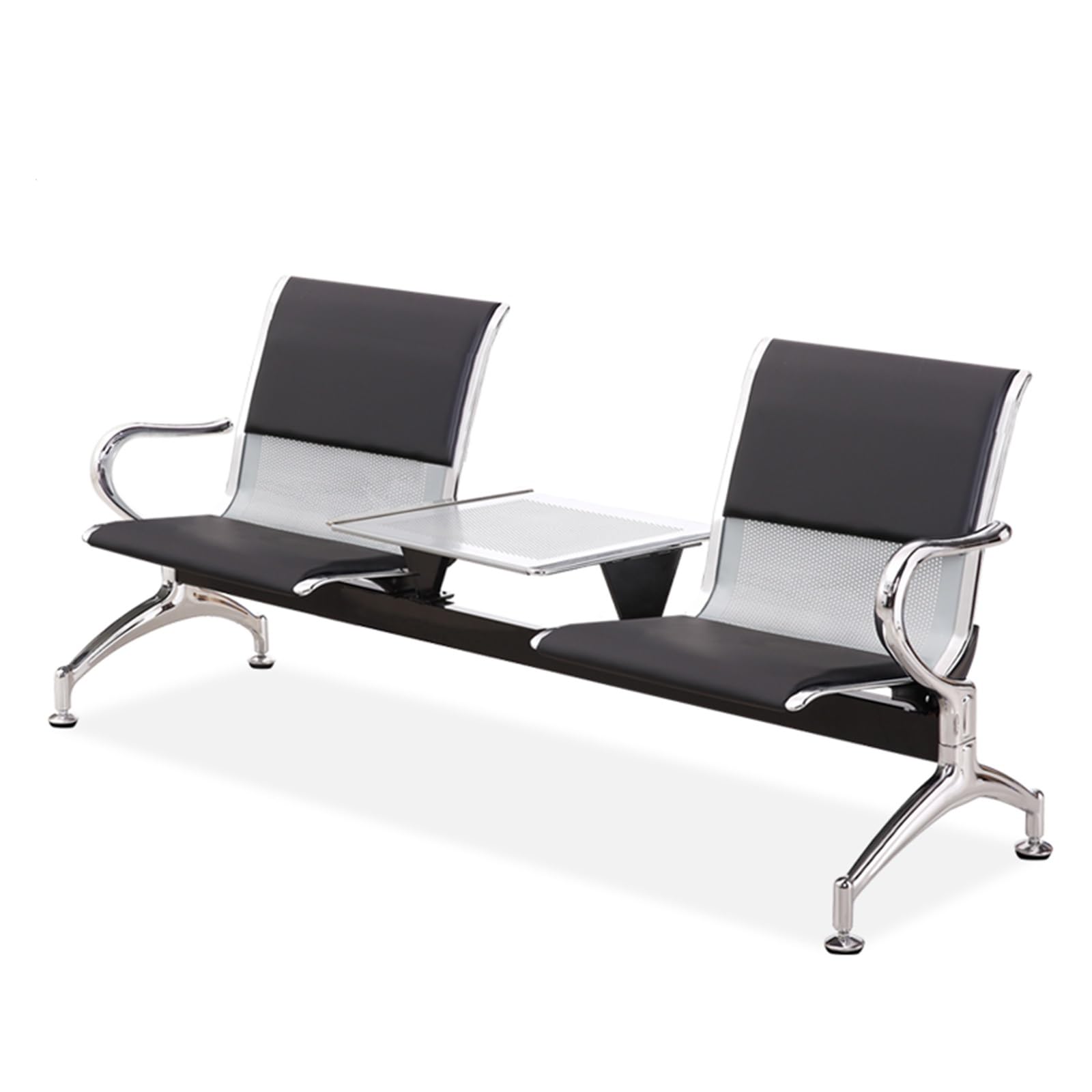 SaryEdge Airport Reception Chair Bench Set with Coffee Table & Arms - Comfortable Lobby Seating for Office, Bank, School, Barbershop, Furniture,