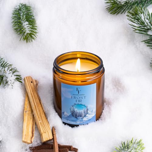 Image of Winter Candle, Frost Fir Scented Candles for Home, Holiday Candles Natural Soy Candle, Aromatherapy Candle 7 oz Jar Candles Winter Gifts for Women Men