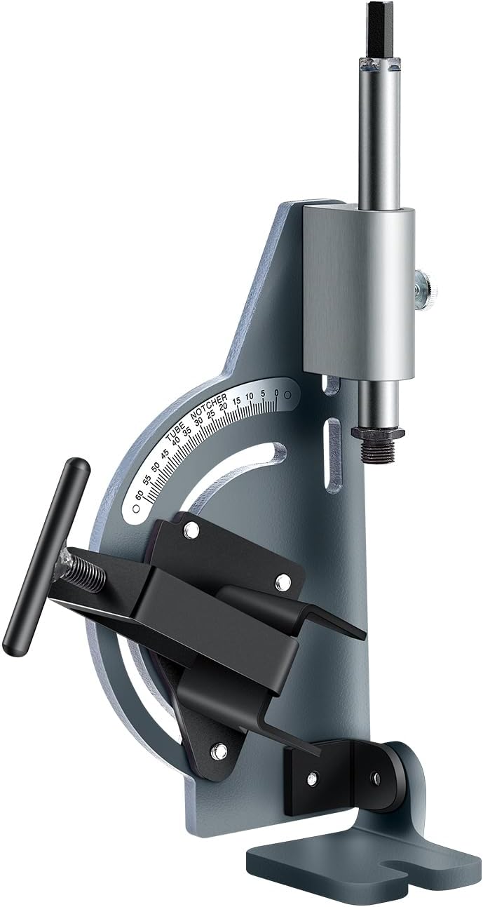 VEVOR Pipe Notcher, Tubing Notcher for 1/2 to 2-inch Pipes, Pipe & Tube Notcher with 0 to 60° Adjustable Angle for Metal, PVC, Wood Pipes, Ideal for Repair Shops, Home Projects, Metalworking