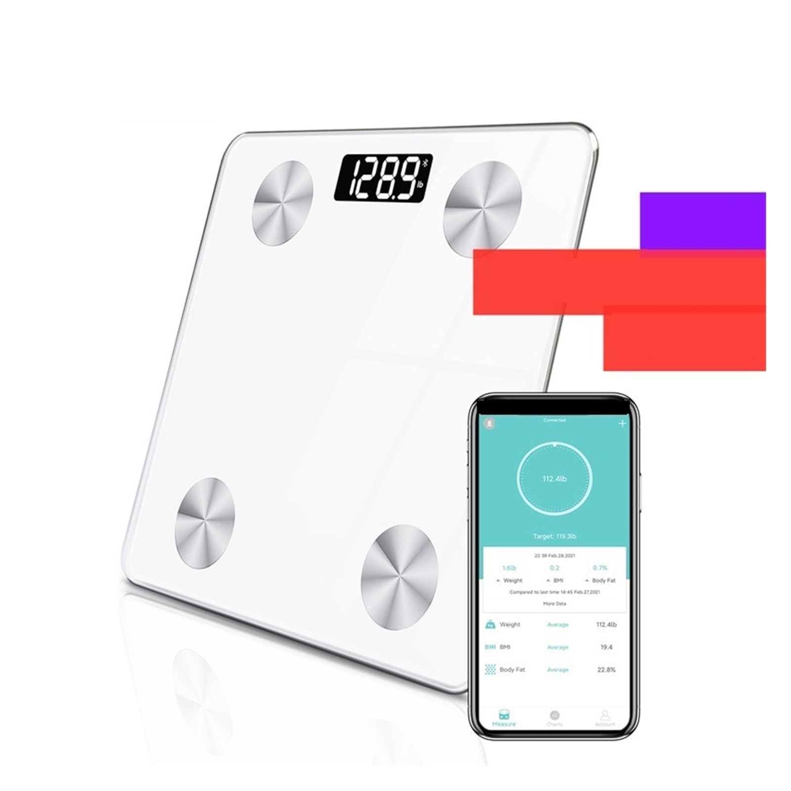 Bilancia Intelligente For La Composizione Del Grasso Corporeo Test Della Pesapersone 12 Dati Corporei Massa BMI Salute Display A LED Bluetooth Preciso E Facile Da Leggere(Black)