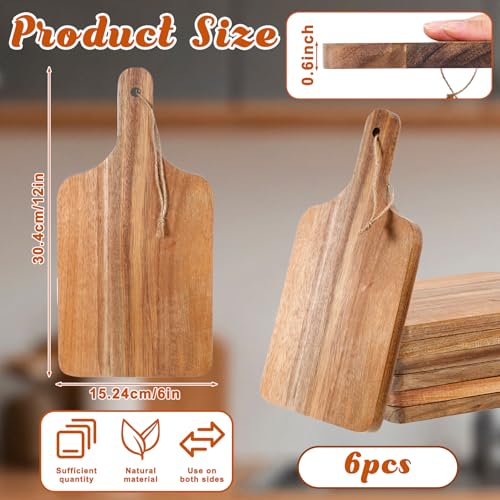 6 Tablas de Cortar de Madera Acacia con Mango miniatura 2