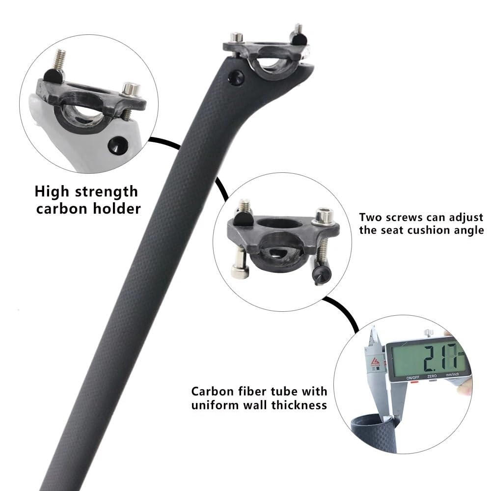 Tige de Selle vélo pour KOCEVLO Tige de Selle en Carbone Mat VTT/vélo Tube de Selle Hydraulique
