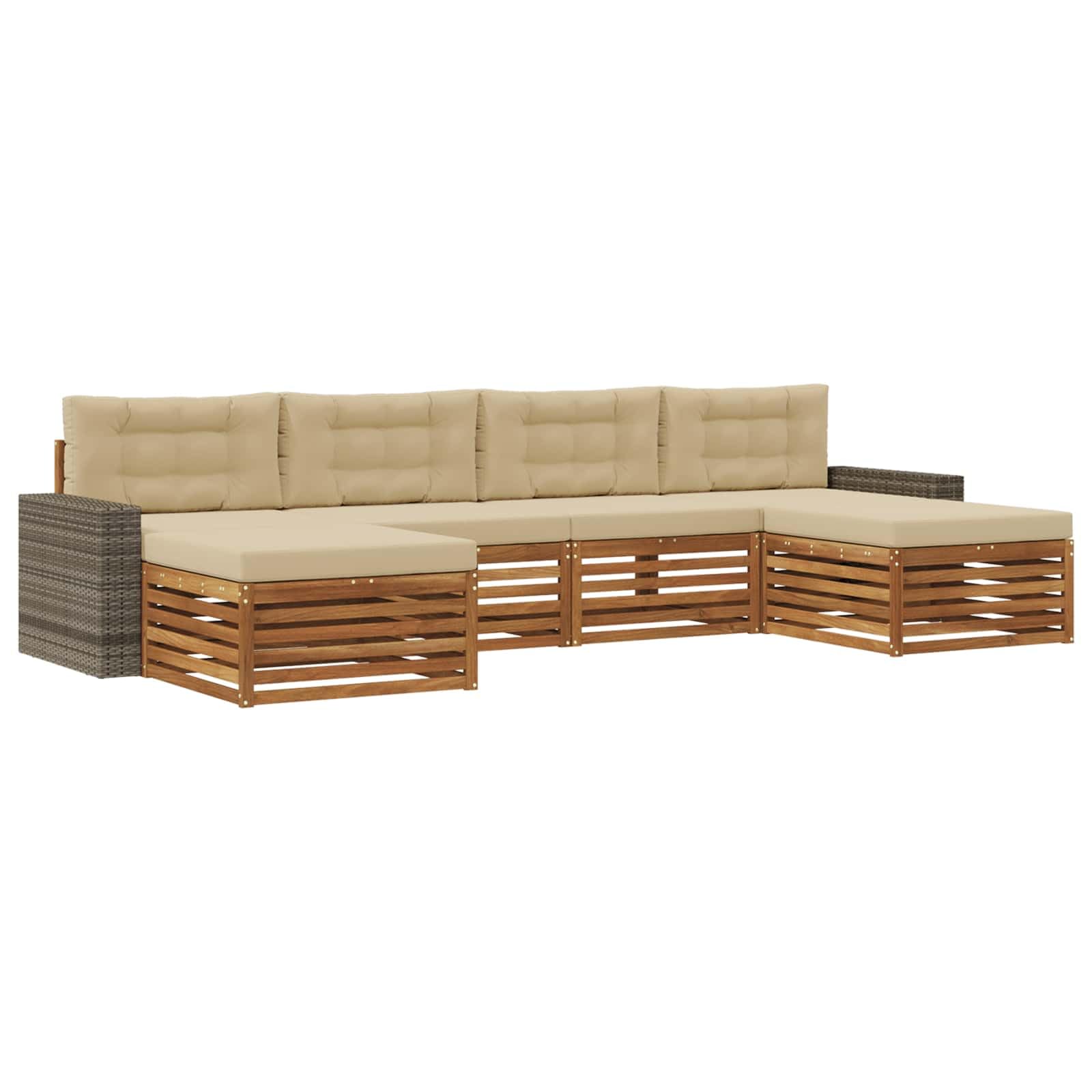 Modulares Gartenmöbel-Set, 6-teilig, Akazie, massiv