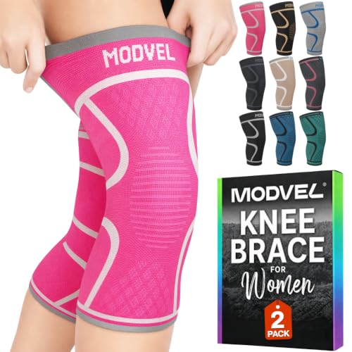 Image of Modvel 2 Pack Knee Brace for Women - Knee Support for Walking, Knee Compression Sleeves for Pain Relief, Knee Sleeves for Women, Knee Brace for Sports, Workouts & Arthritis