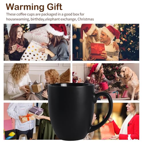 Serwrsw 16 OZ Black Stoneware Mugs Set of 6, Large Ceramic Coffee Cups with Handle, Porcelain Mugs for Latte, Milk, Tea and Juice by Serwrsw - Image 7
