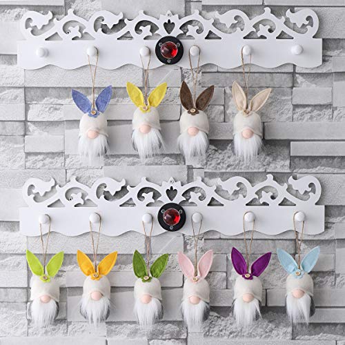 Easter Hanging Bunny Ornaments Set Of 10, Colorful Plush Bunny Gnomes Easter Gnomes Tree Ornament Decorations #TOP4