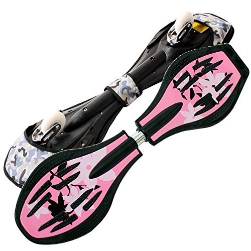 FunTomia Waveboard Original ABEC9 Kugellager inkl. Tasche (Verschiedene Farbdesigns) (Pink/Blume)