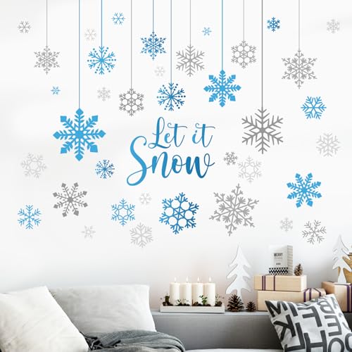 Vinilos Decorativos Mfault Copos de Nieve Azul Gris Invierno miniatura 4