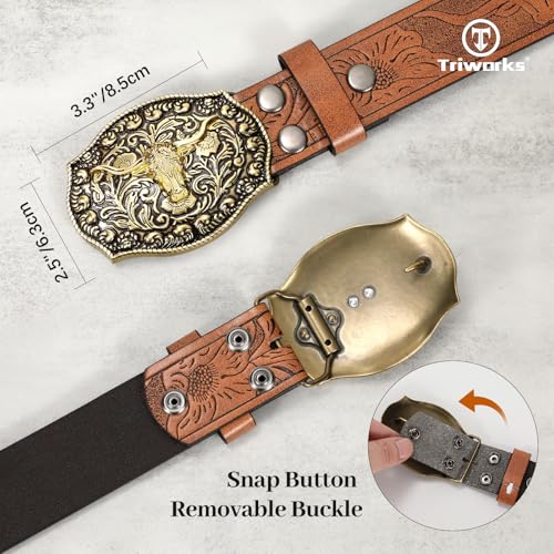 Western PU Leather Belt for Men and Women Cowboy Cowgirl Belt Western Embossed Leather Belt2