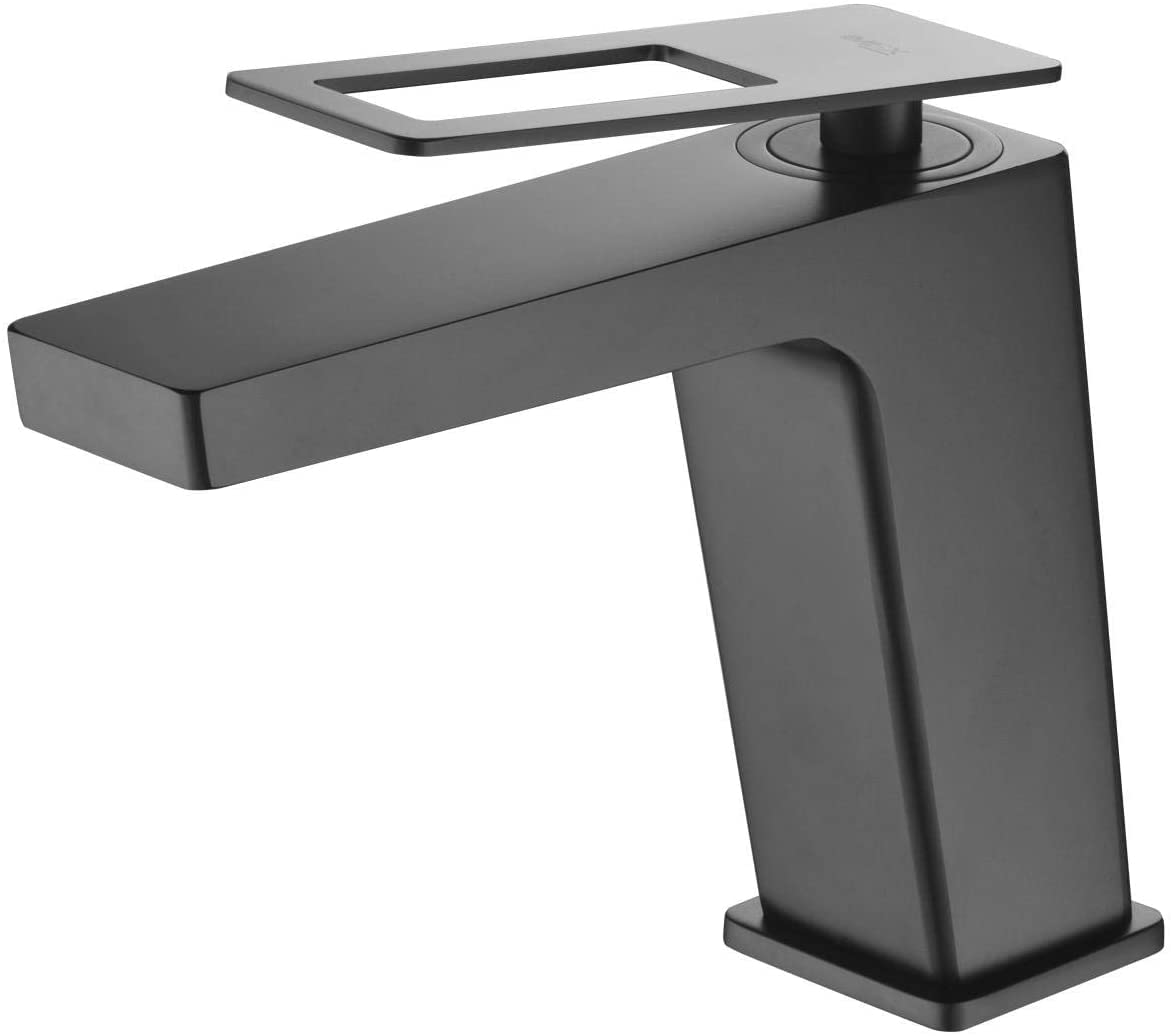 MICE - Grifo de lavabo - Griferia de baño monomando para lavamanos con maneta cuadrada Serie Suecia BDC032-1NG Negro Mate