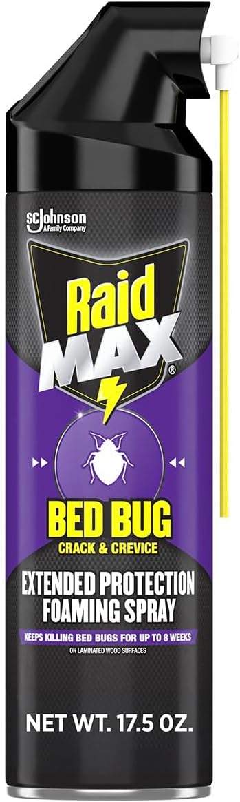 Max Bed Bug Crack & Crevice Extended Protection Foaming Spray, Kills Bed Bugs for up to 8 weeks on Laminated Woods and Surfaces, 17.5 oz