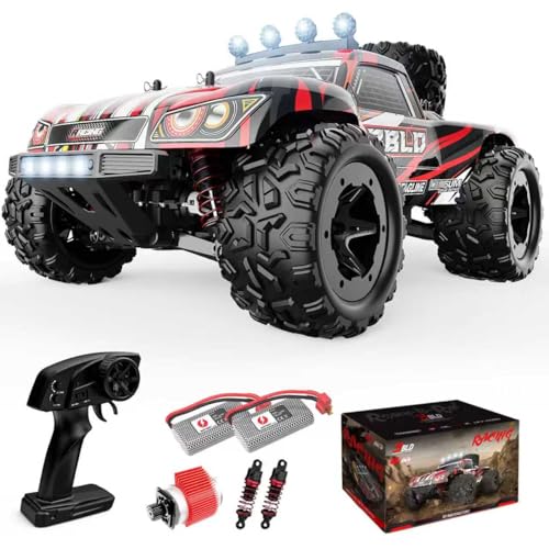 BBLD Remote Control Car,1/18 Scale RC Cars for Adults & Kids - IPX4 Waterproof 40KM/H 4X4 Off Road Truck, 2.4GHz Remote Control, 4WD All Terrain Vehicle with 2 Batteries (Red)