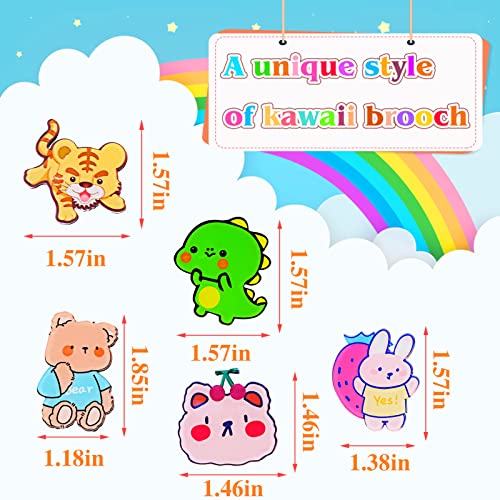 52pcs Cute Pins for Backpacks Kawaii Acrylic Aesthetic Brooch Bear Unicorn Cartoon Backpack Accessories Funny Decorative Pins for Women Teen Girl Clothing Crafts - Image 6