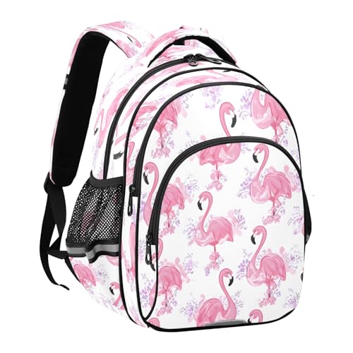 Beautiful Flamingo Pattern Backpack For Girls Kindergarten Elementary Bookbag Lightweight Childrens School Bag,Medium2