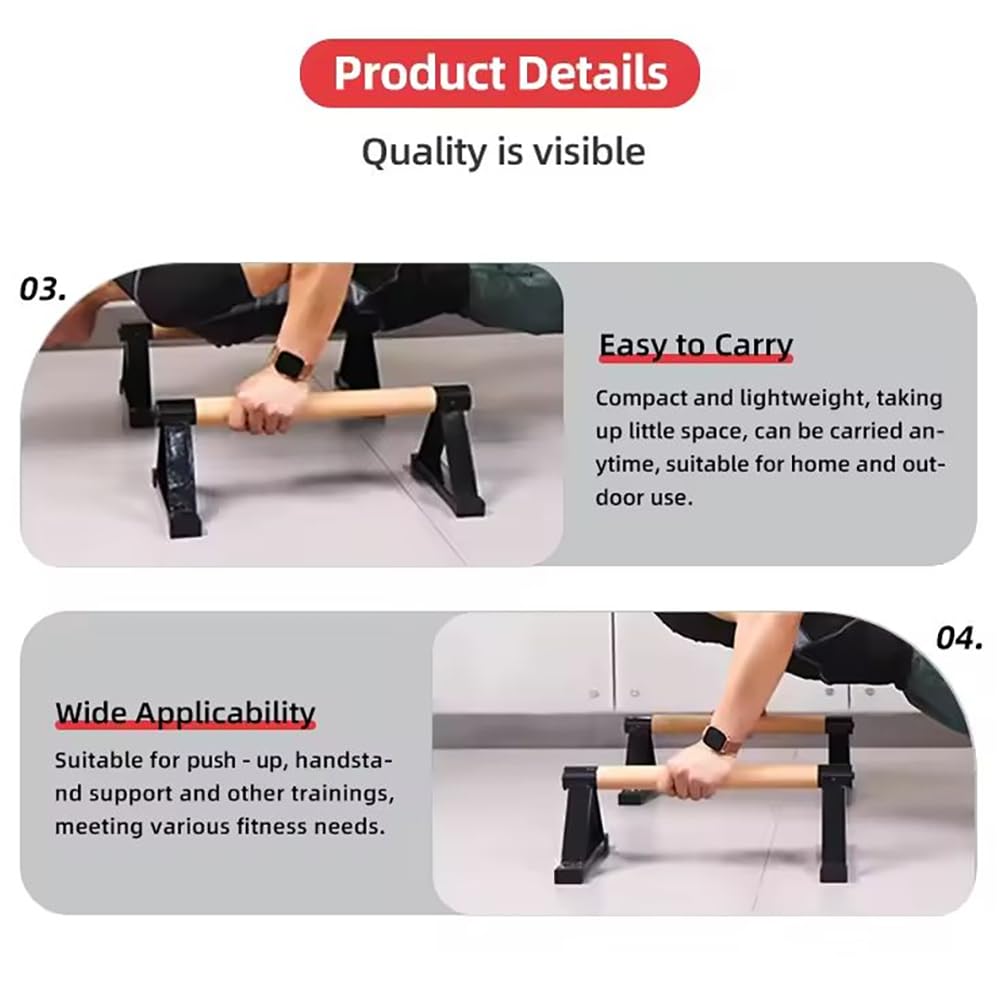 Parallettes,Parallettes Calisthenics,Convient Pour Le Fitness Sans Équipement,l'Entraînement à Domicile Et Les Exercices Au Sol,Équipé d'Un Support En Métal Solide Pouvant Supporter Jusqu'à 330Livres.
