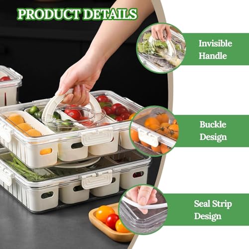 Image of HAMSA Multipurpose Spice Jars For Kitchen, Masala Box Container For Kitchen, Small Spices Box Rack, Seasonings Jar - Acrylic (Fridge Storage Boxes with Lid & Handle)