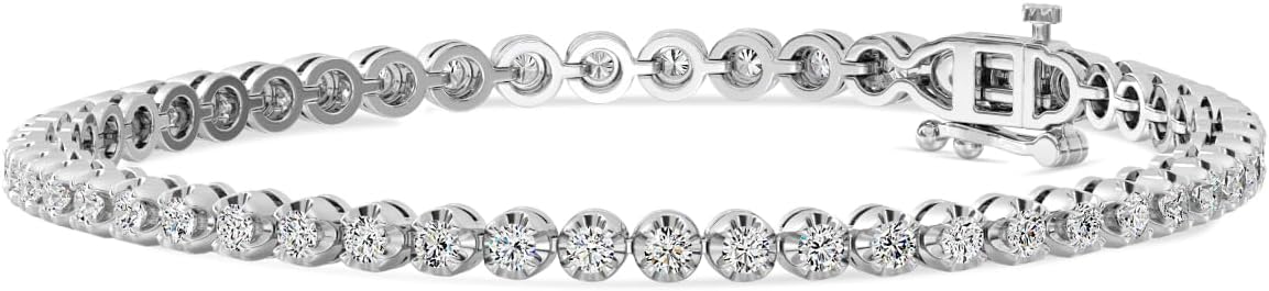 GILDED 1-3 Cttw Round Lab Grown Diamond Diamond Tennis Bracelets for Women | Sterling Silver Bracelet | Fine Jewelry for Her | Timeless Design | Gift Box Included