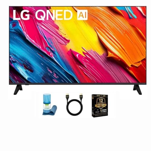 LG 43 Inch Class 70A Series QNED AI 4K Smart TV (2025 Model) + HDMI Cable + 12 Month CPS Warranty + Screen Cleaner – HDR10, webOS, AI Processor 8K Gen4, Wi-Fi 6, ThinQ Voice Control