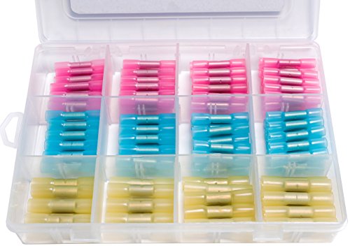 180 pcs Heat Shrink Butt Connectors Electrical Marine Automotive Waterproof Wire Splice Insulated Crimp Connector Kit 22 20 18 16 14 12 10 Gauge AWG